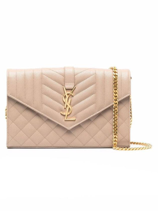 Luxury Saint Laurent Cassandre Monogram Chain Cross Bag Dark Beige