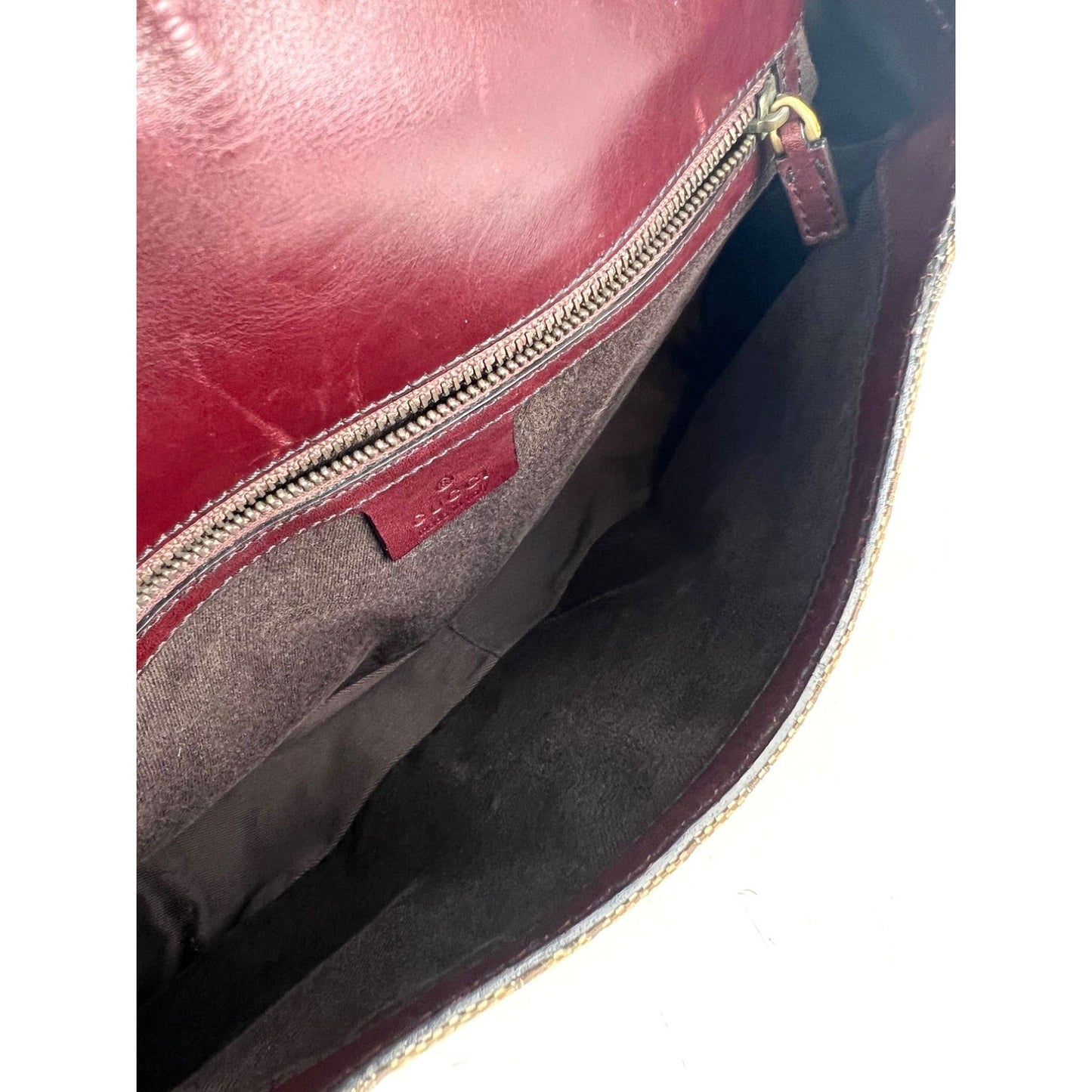 Luxury Gucci Trending 2025 Monogram GG Horsebit Chain Studded Burgundy Flap Shoulder Bag