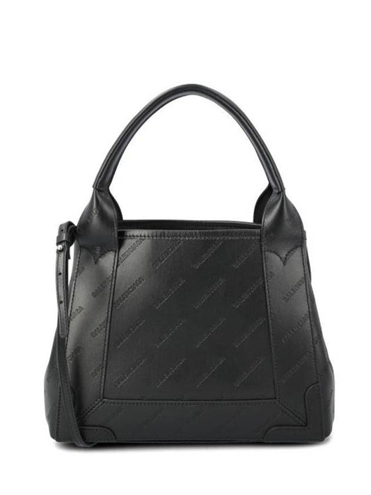 Luxury Balenciaga Navy XS Embossed Logo Tote Bag Black