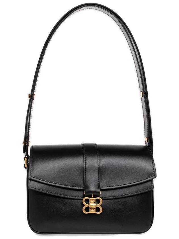 Luxury Balenciaga WoMen's BB Buckle Flap Shoulder Bag Black