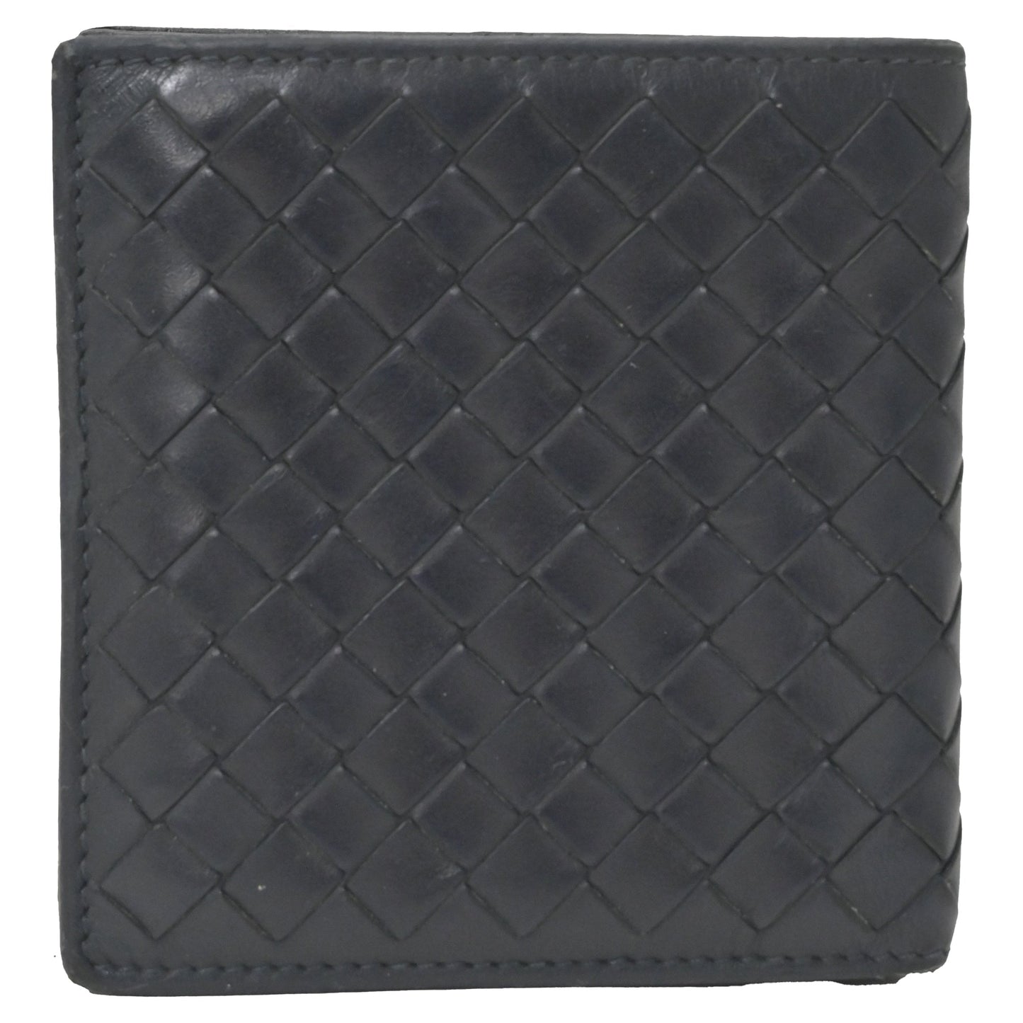 Luxury Bottega Veneta Bi-Fold Wallet in Black Intrecciato Leather