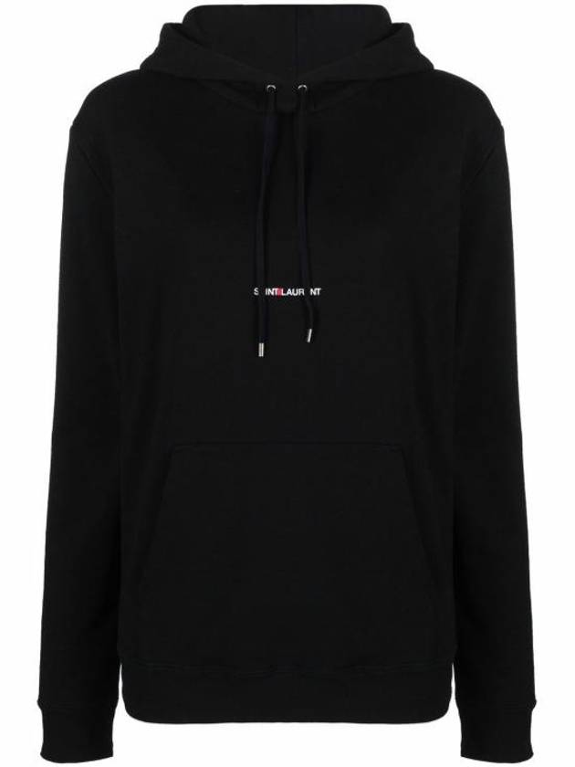 Luxury Saint Laurent Signature Logo Hooded Top Black