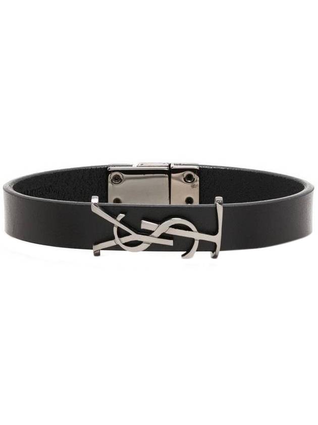 Luxury Saint Laurent Monogram Leather Bracelet Black