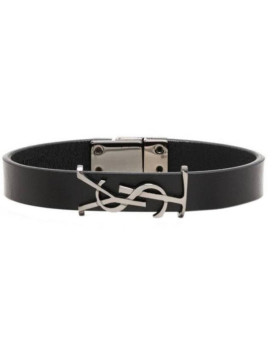 Luxury Saint Laurent Monogram Leather Bracelet Black