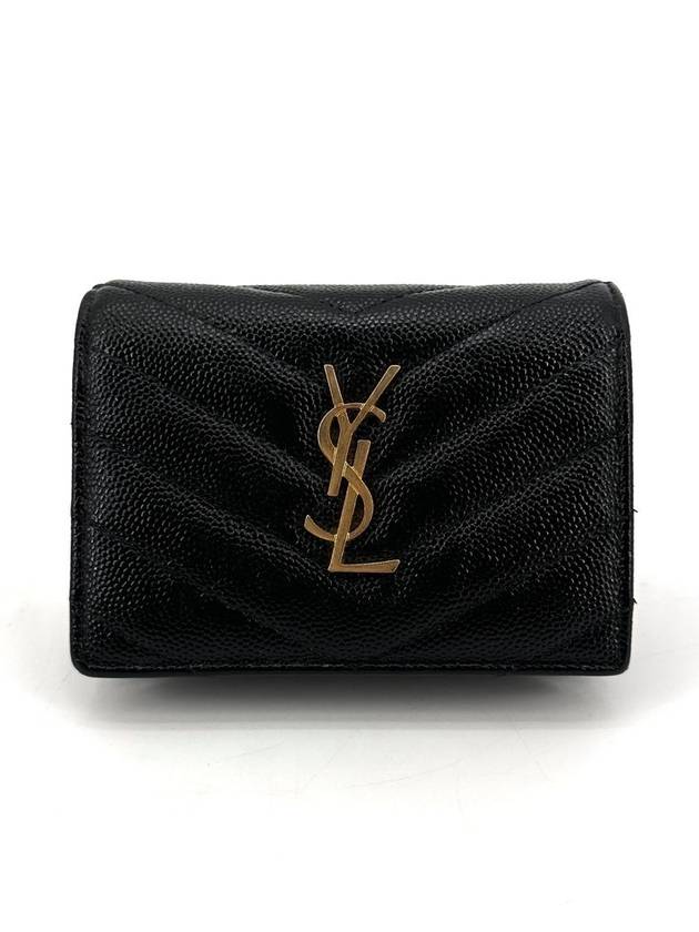 Luxury Saint Laurent Monogram gold flap card wallet 530841