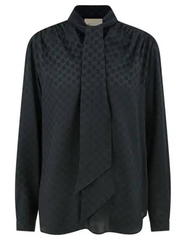 Luxury Gucci Trending 2025 GG Silk Blouse Black