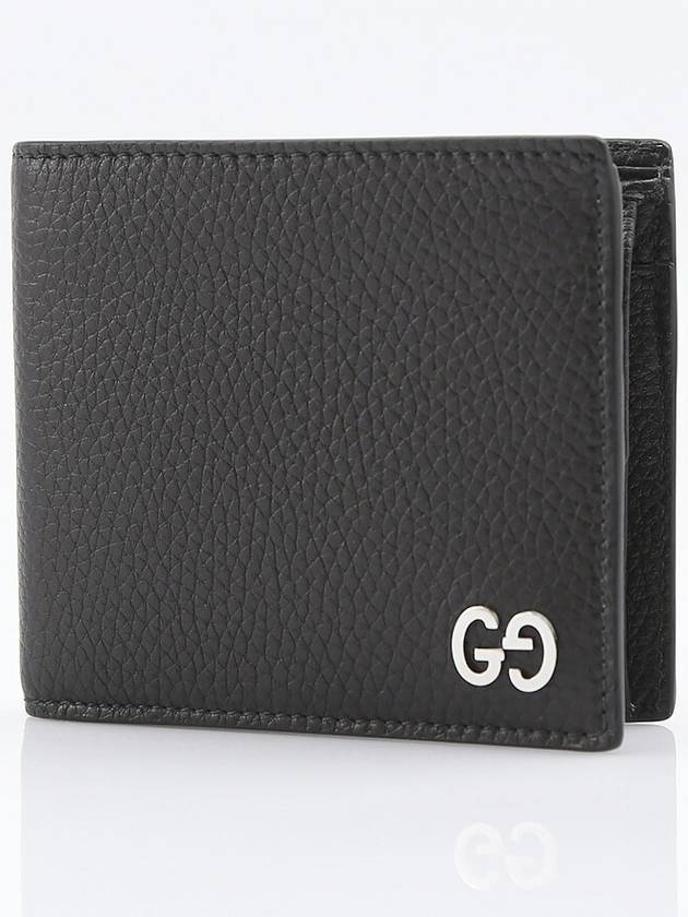 Luxury Gucci Trending 2025 GG Metal Logo Half Wallet Black