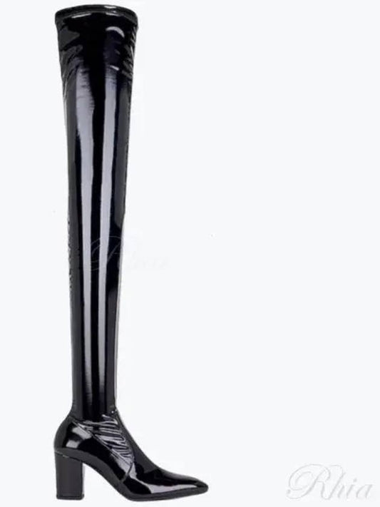 Luxury Saint Laurent Betty Over The Knee Long Boots Black