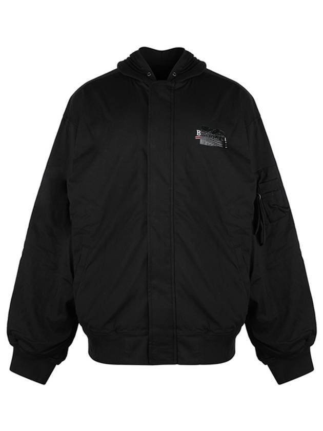 Luxury Balenciaga Gaffer Padded Cotton Bomber Jacket Black