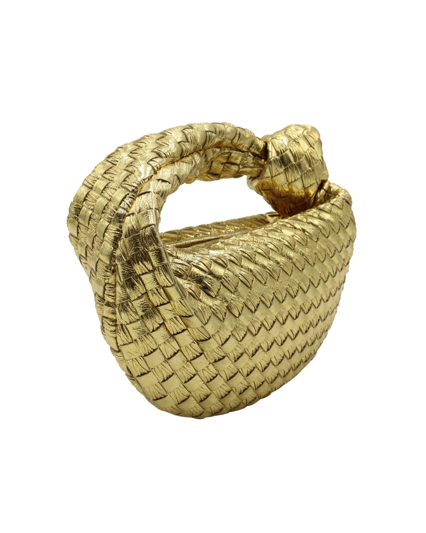 Luxury Bottega Veneta Mini Jodie Shoulder Bag in Gold Leather