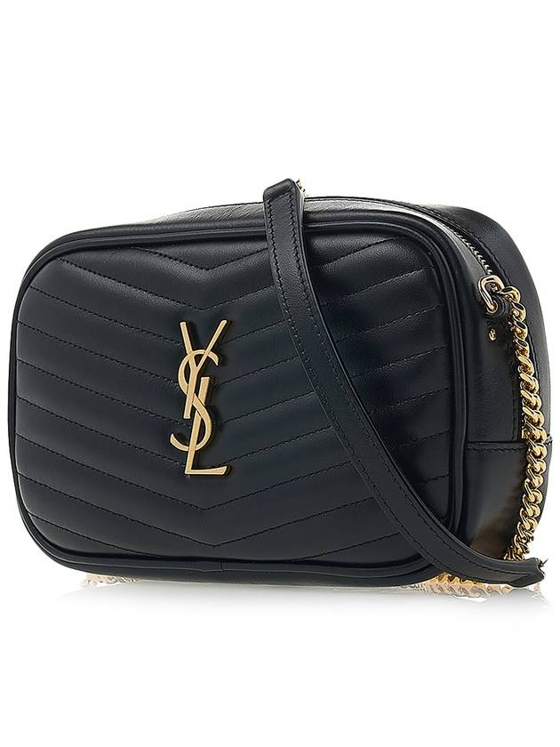 Luxury Saint Laurent Lou Gold Mini Leather Cross Bag Black