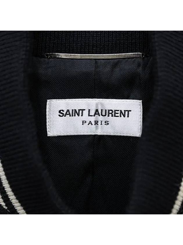 Luxury Saint Laurent Teddy Bomber Jacket in Wool Black White