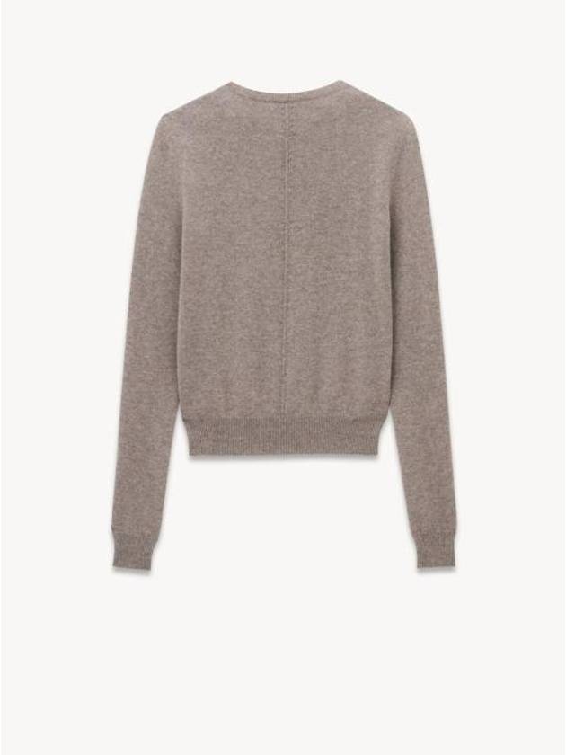 Luxury Saint Laurent Openwork Cashmere Sweatshirt Taupe