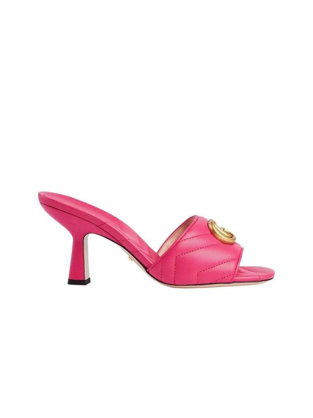 Luxury Gucci Trending 2025 Double G Leather Slide Sandals Fuchsia