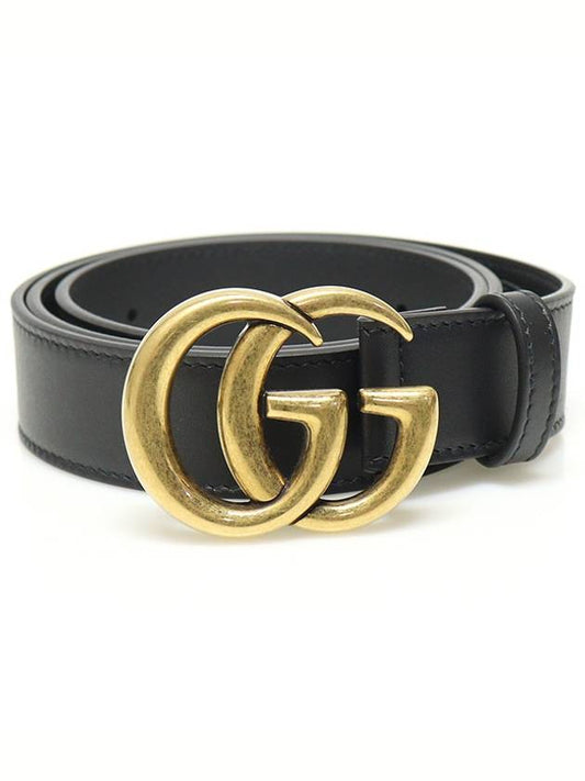 Luxury Gucci Trending 2025 Black leather gold plated double G buckle GG Marmont men s belt 85 414516