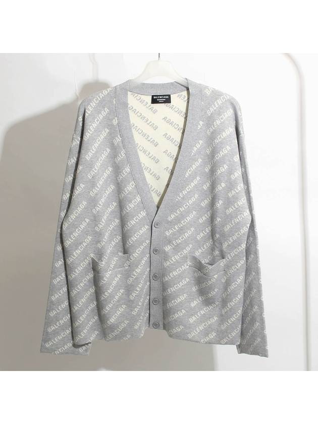 Luxury Balenciaga All-Over Logo Cardigan Grey