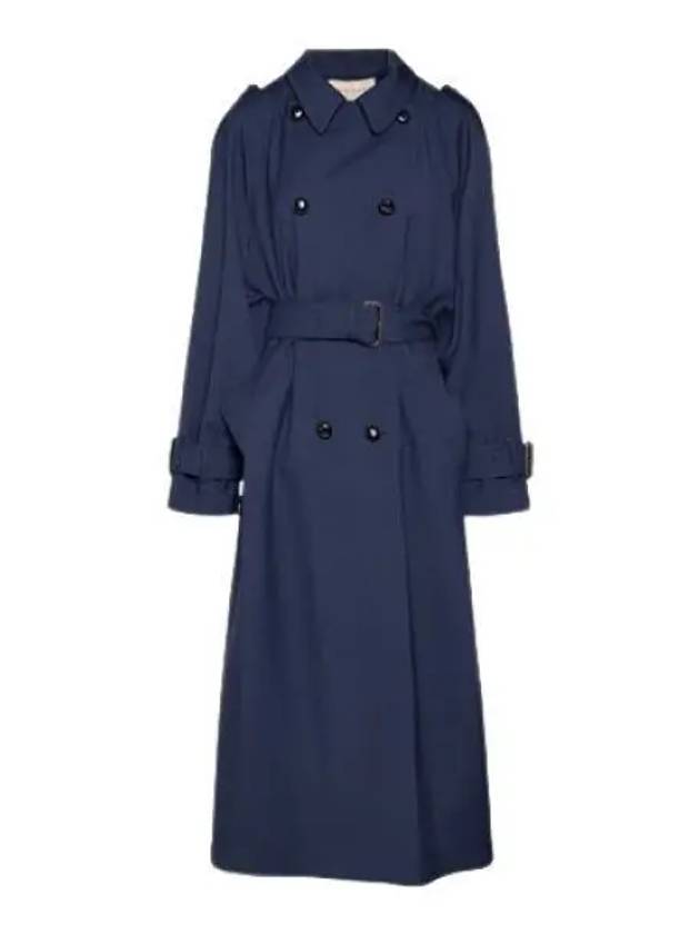 Luxury Gucci Trending 2025 Double Breasted Wool Trench Coat Blue