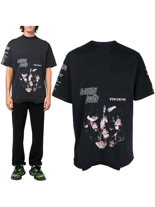 Luxury Balenciaga Speed Hunter Upside Down Oversized Short Sleeve T-shirt Black