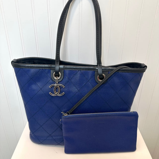 Luxury Chanel Blue Caviar Tote Handbag