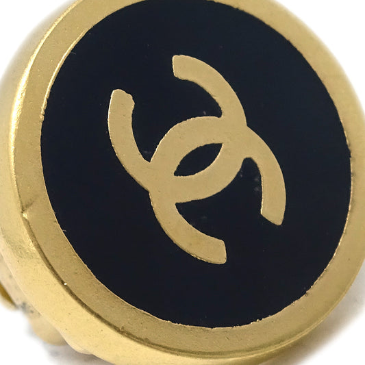 Chanel 2000 Gold & Black 'CC' Button Earrings