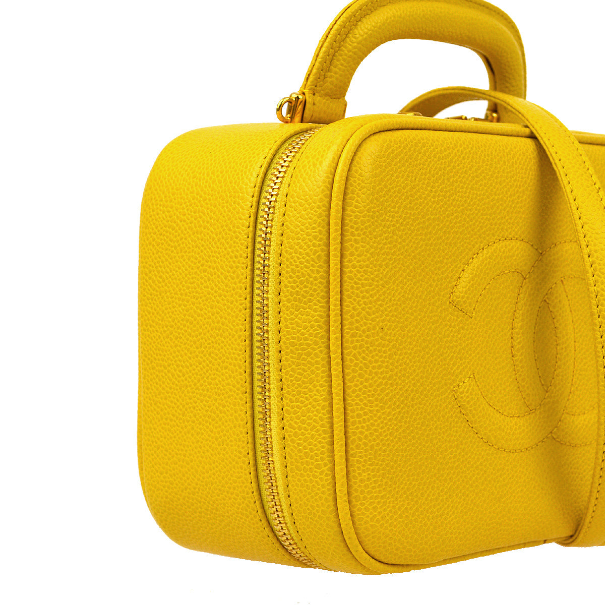 Luxury Chanel * Yellow Caviar Timeless Lunch Box Vanity 2way Handbag