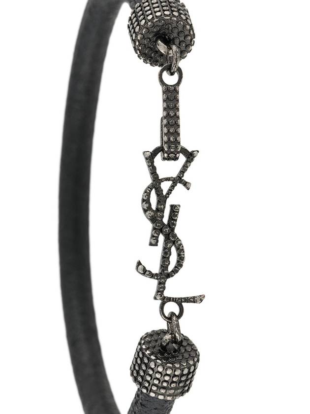 Luxury Saint Laurent Opium Crinkled Leather Bracelet Black