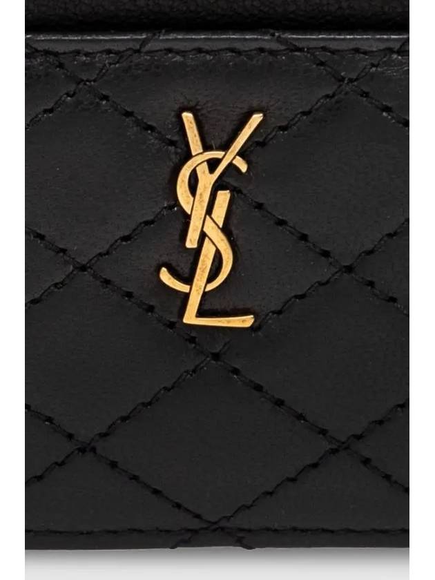 Luxury Saint Laurent Gabi Quilted Lambskin Card Wallet Black