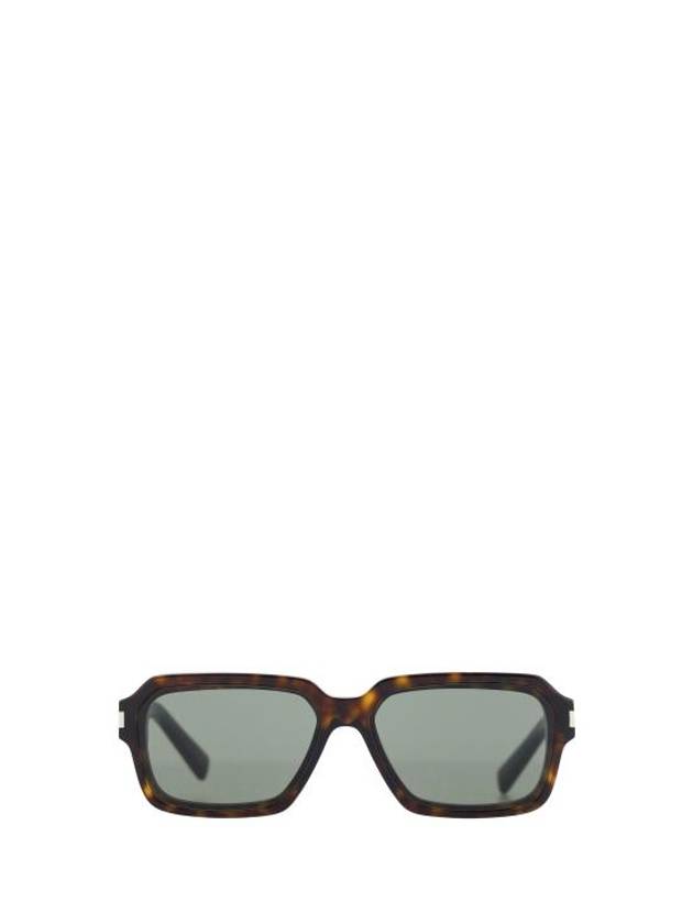 Luxury Saint Laurent Engraved Logo Square Frame Sunglasses Brown
