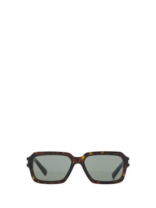 Luxury Saint Laurent Engraved Logo Square Frame Sunglasses Brown