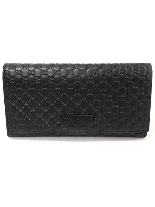 Luxury Gucci Trending 2025 449396 Black Microshima Leather Continental Flap Long Wallet