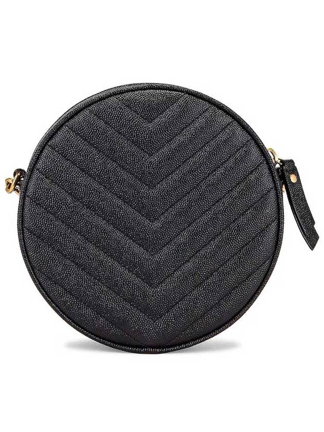 Luxury Saint Laurent Chevron Quilted Round Camera Cross Bag Black