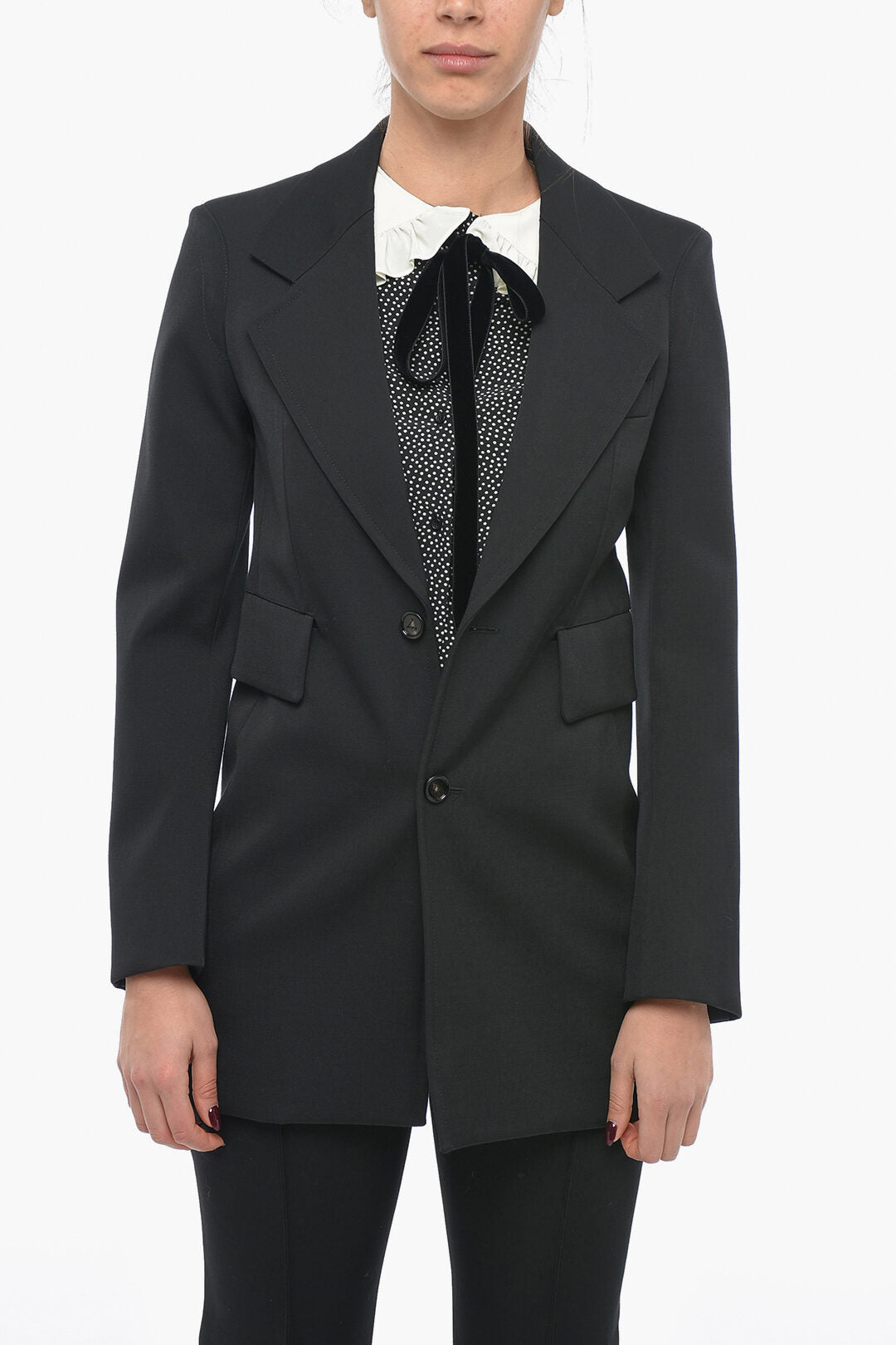 Luxury Bottega Veneta Stretch Wool Blazer With Curved Sleeves 40 Italian Size