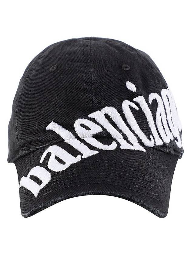 Luxury Balenciaga Diagonal Logo Ball Cap Black