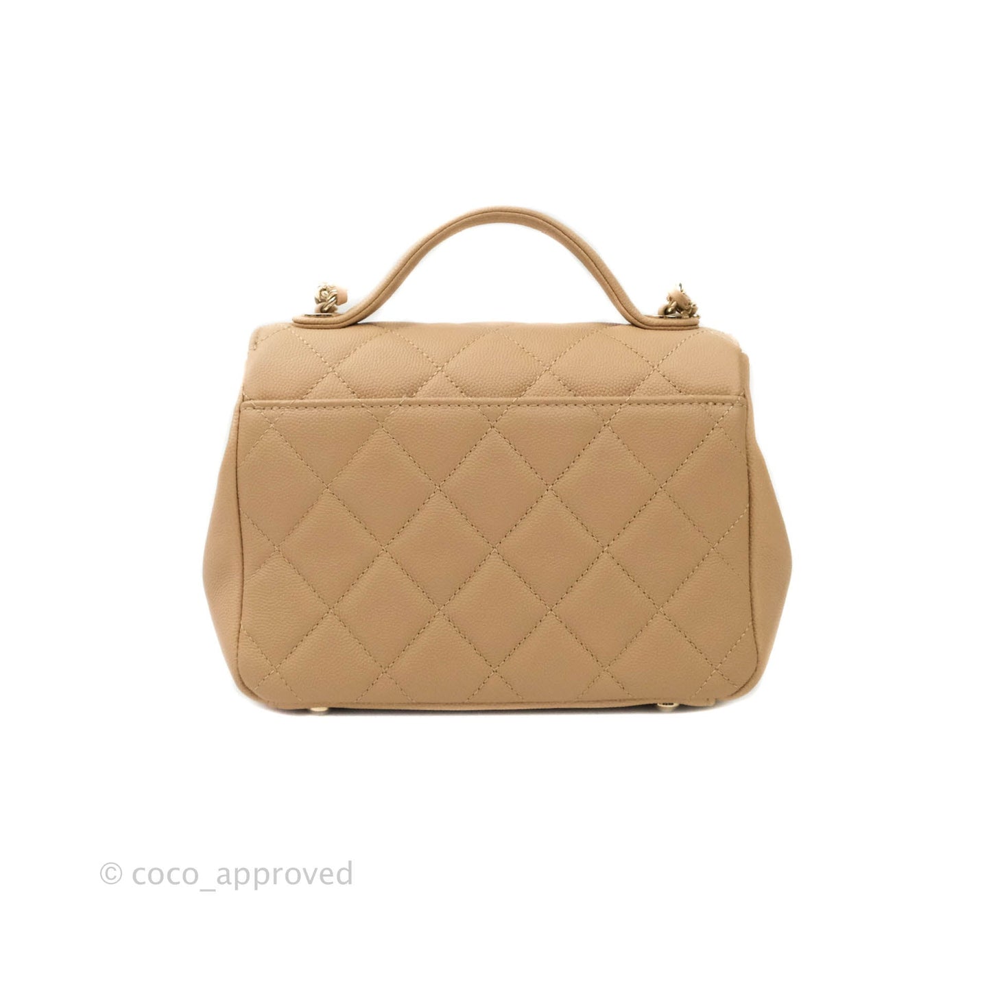 Chanel Quilted Small Business Affinity Flap Beige Caviar Light Gold Hardware