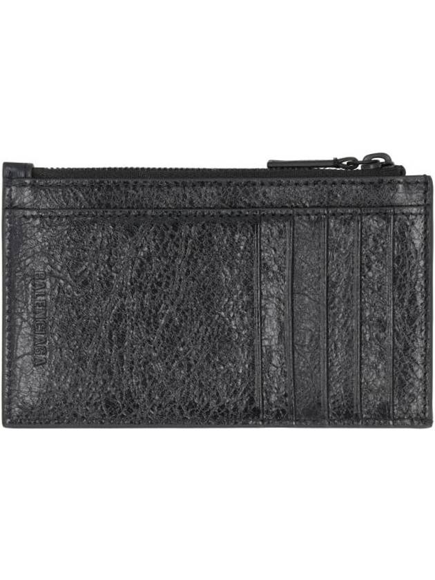 Luxury Balenciaga Le Cagole Leather Card Wallet Black