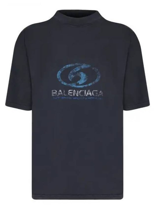Luxury Balenciaga Surfer Medium Fit Short Sleeve T-Shirt Navy