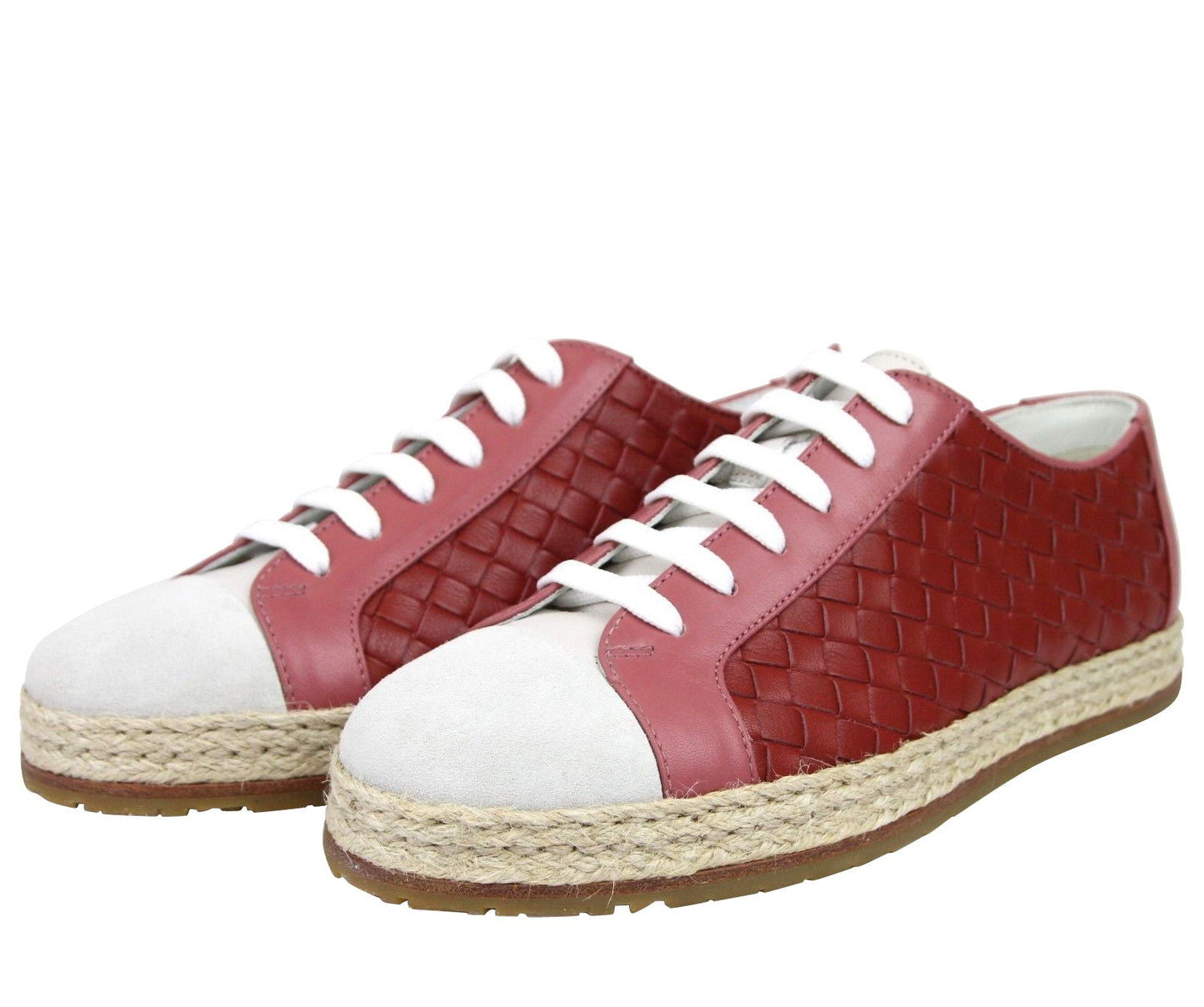 Luxury Bottega Veneta Women's Leather Woven Lace Ups Sneakers