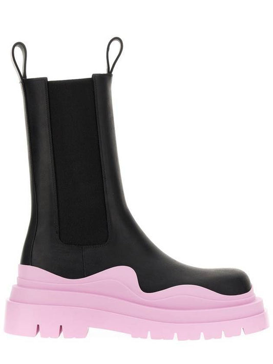 Luxury Bottega Veneta Tire Chelsea Boots Black Pink