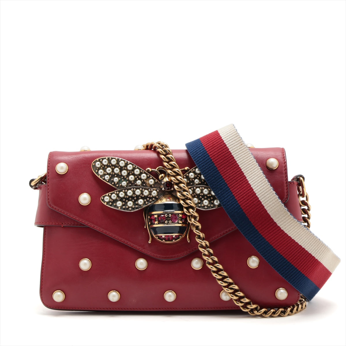 Luxury Gucci Trending 2025 Broadway Shoulder Bag in Leather Red 453778