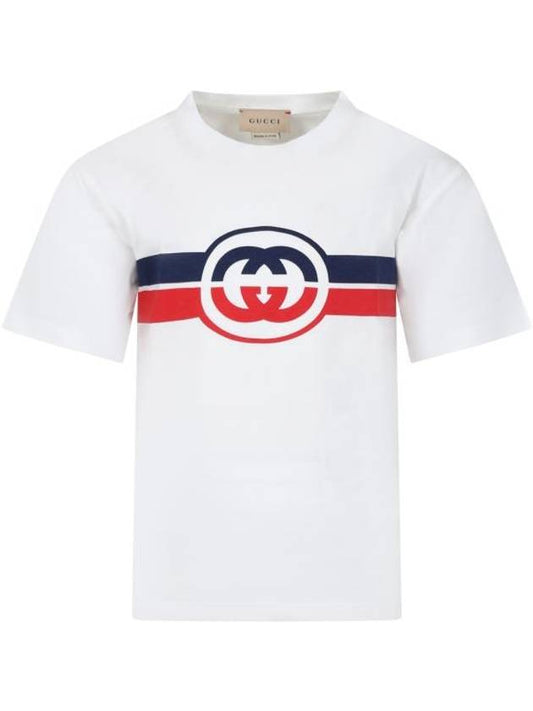 Luxury Gucci Trending 2025 Kids Print Cotton Short Sleeve T-Shirt White