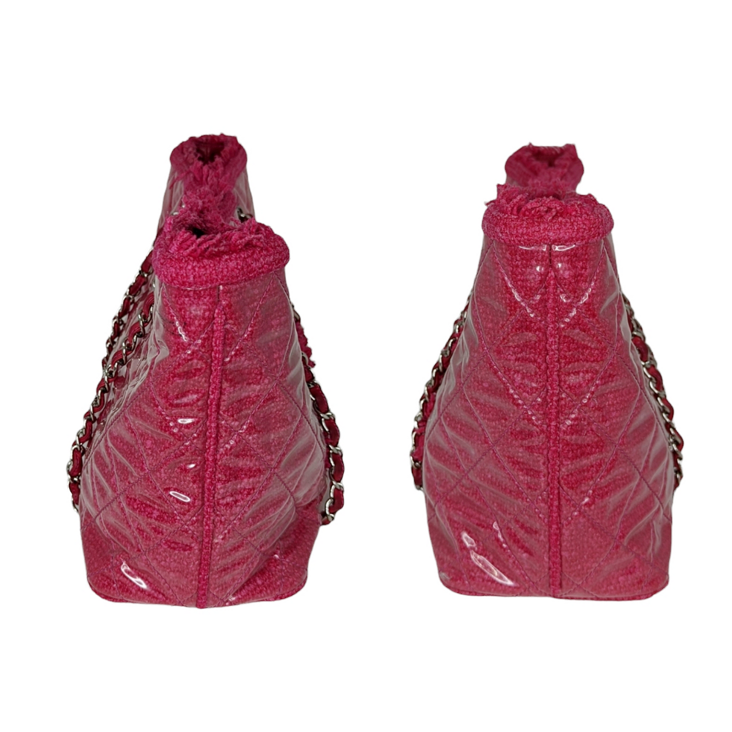 Luxury Chanel Vinyl Quilted Funny Tweed Tote Pink