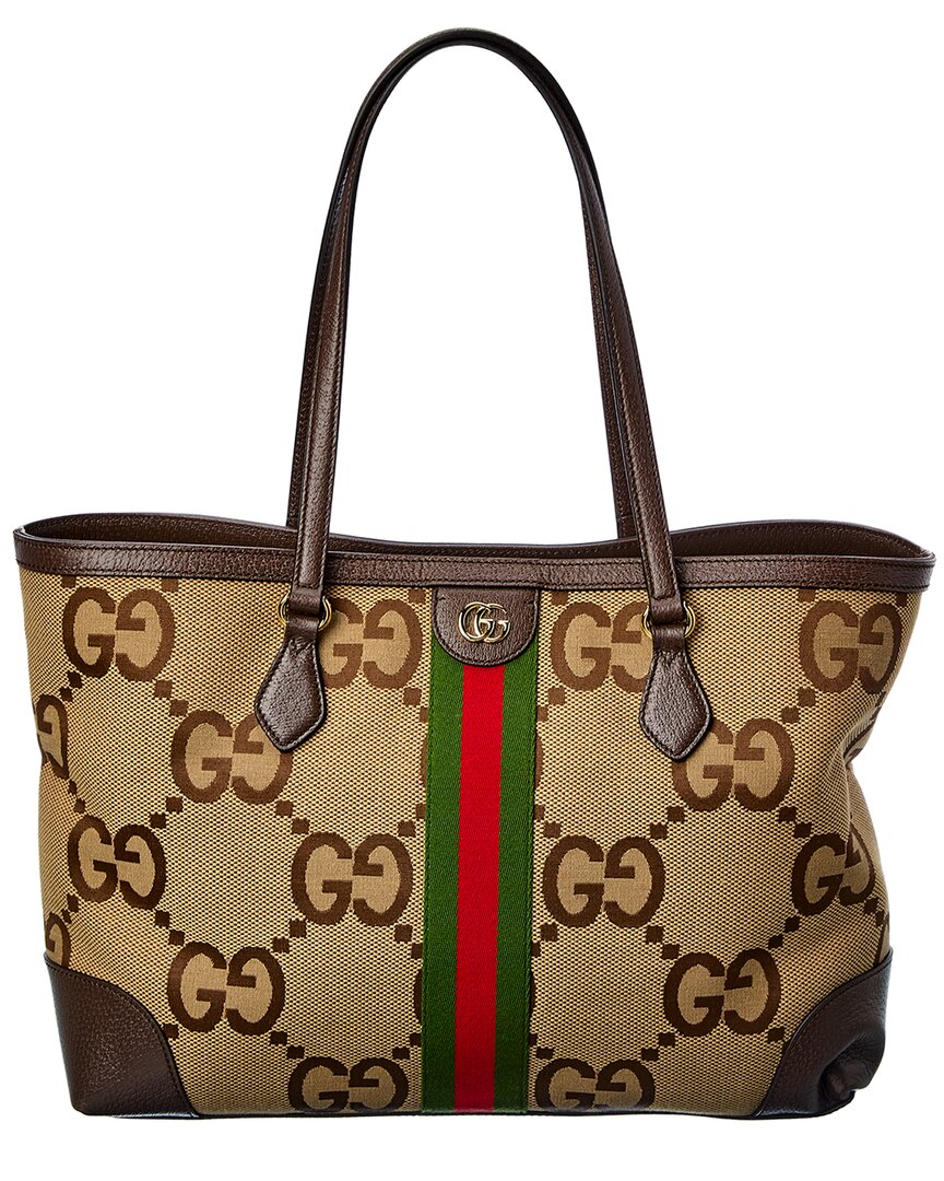 Luxury Gucci Trending 2025 Ophidia Medium Jumbo GG Canvas & Leather Tote