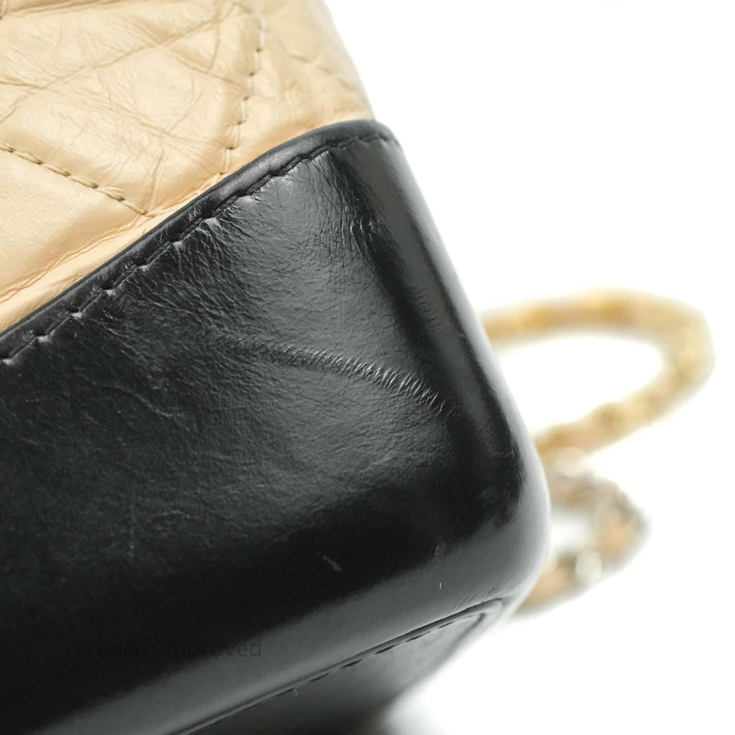 Chanel Small Gabrielle Backpack Beige Black Aged Calfskin