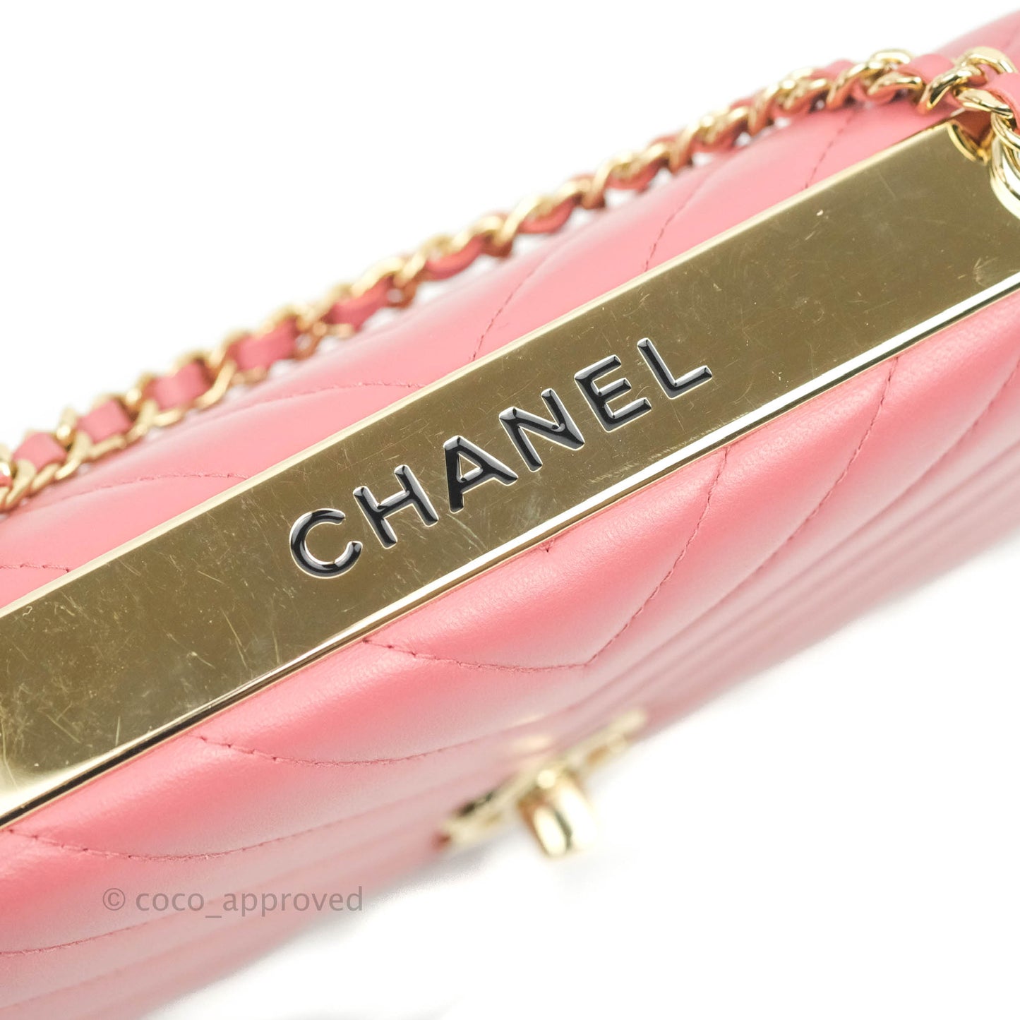 Chanel Trendy CC WOC Wallet on Chain Chevron Pink Lambskin Gold Hardware