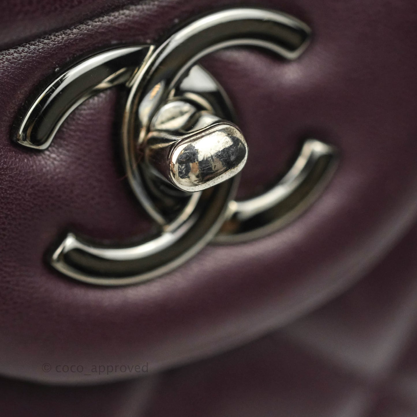 Chanel Quilted Jumbo Double Flap Plum Lambskin Gun Metal