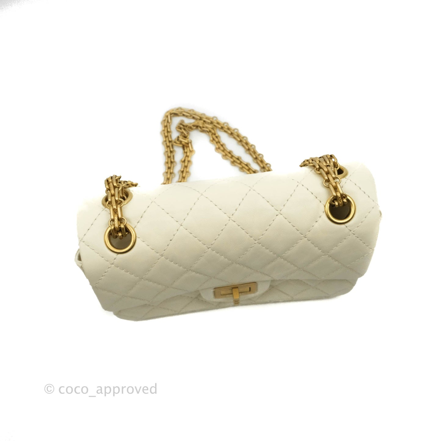 Chanel Mini Reissue 224 White Ivory Aged Calfskin Aged Gold Hardware