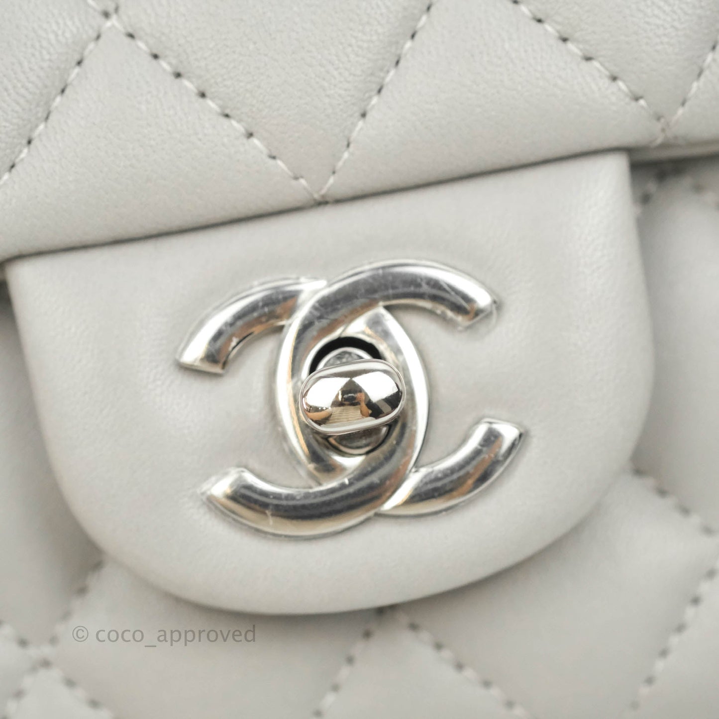 Chanel Quilted Mini Rectangular Grey Lambskin Silver Hardware 21B