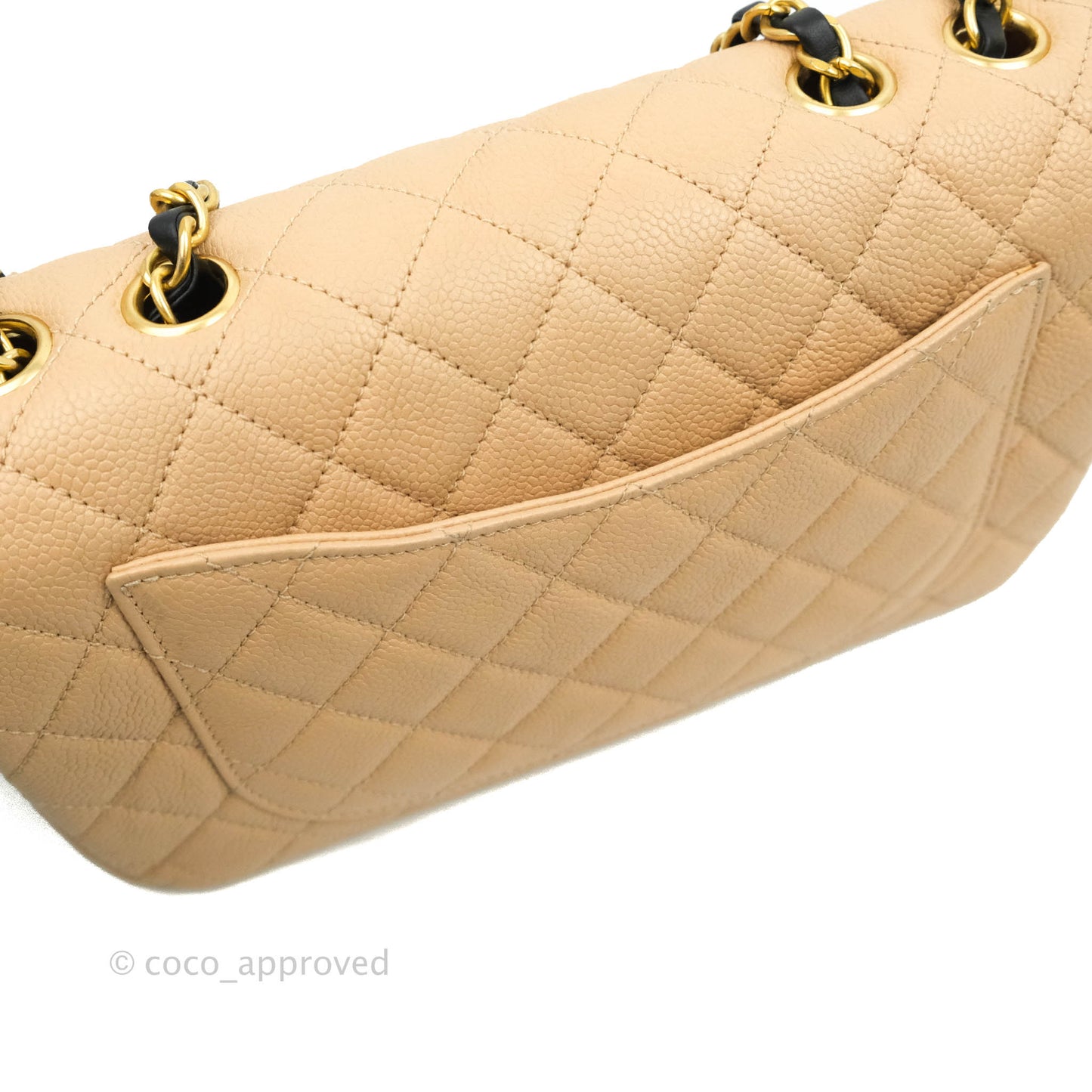 Chanel Quilted Medium CC Filigree Flap Beige Black Caviar