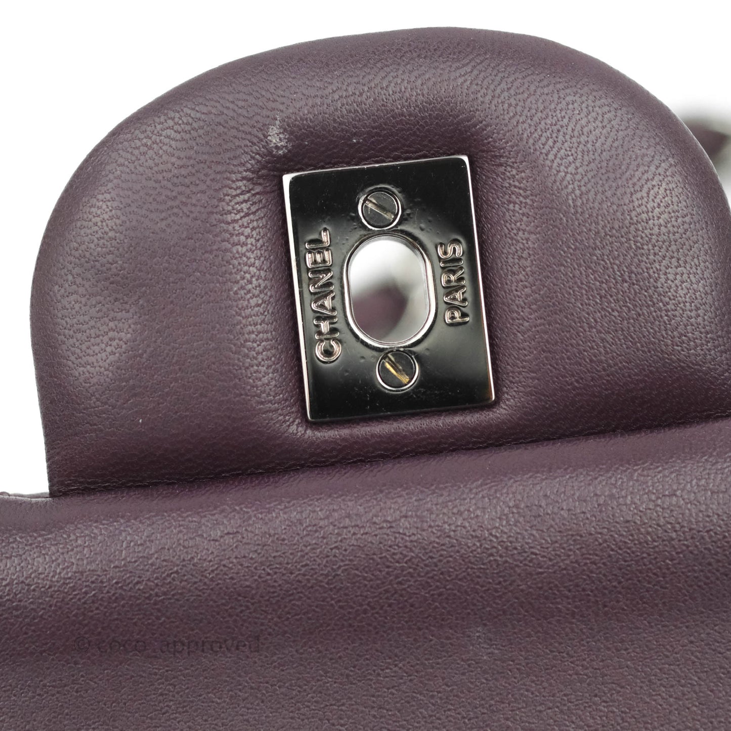 Chanel Quilted Jumbo Double Flap Plum Lambskin Gun Metal