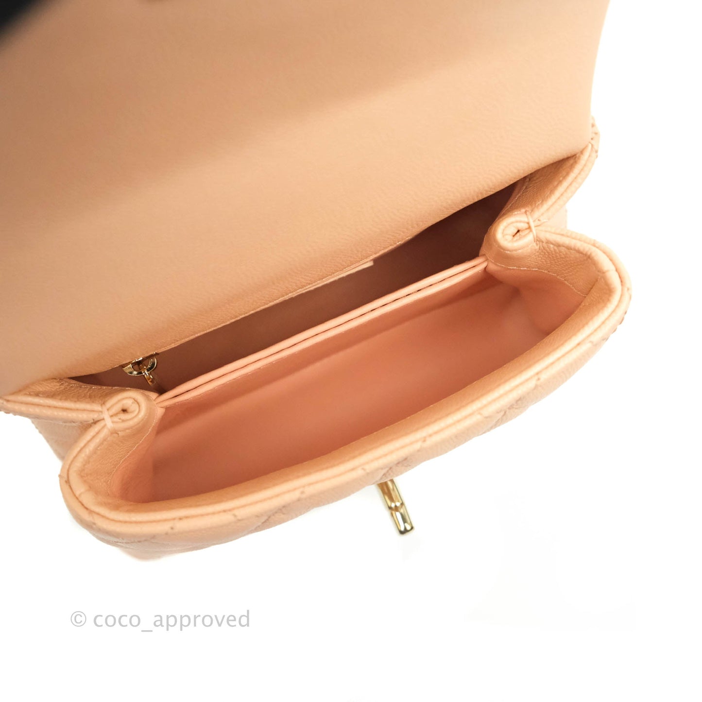Chanel Extra Mini Coco Handle Quilted Beige Pink Caviar Gold Hardware 21A